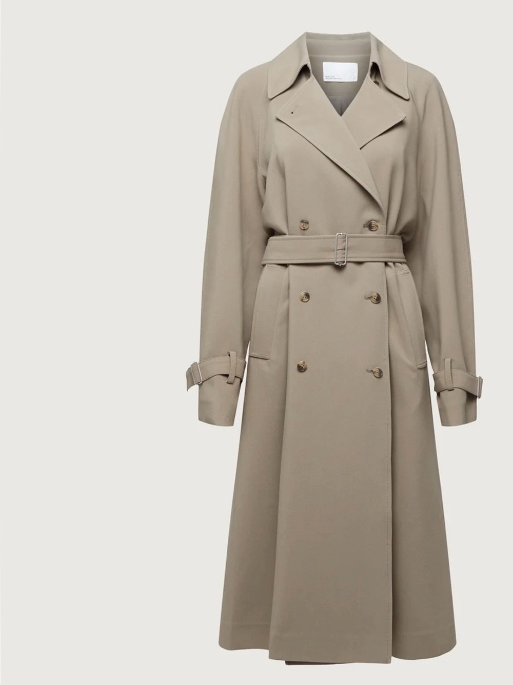 OAK + FORT Double-Breasted Trench Coat in Brindle